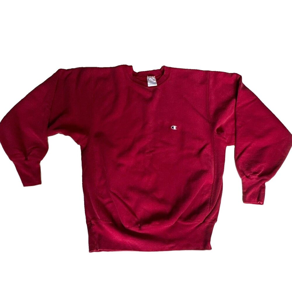 Vtg Champion Reverse Weave Mens Sweatshirt L Red Crewneck Pullover Fleece USA